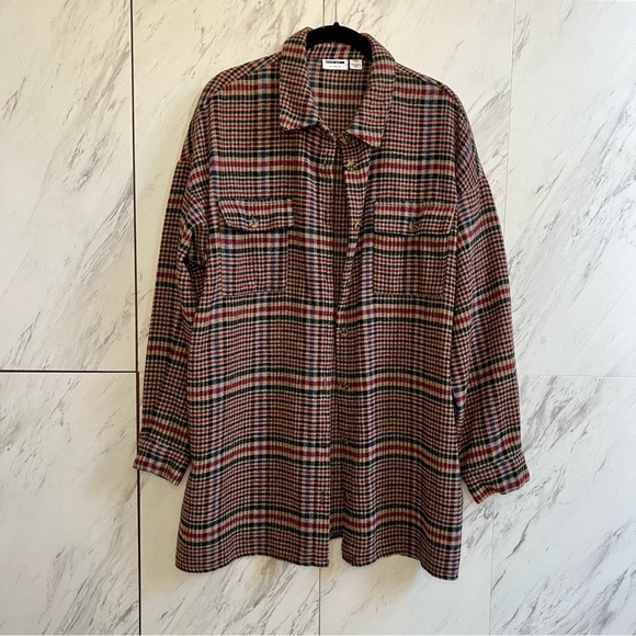 Noisy May Flanny Plaid Flannel Oversized Shacket SZ L - Picture 2 of 9
